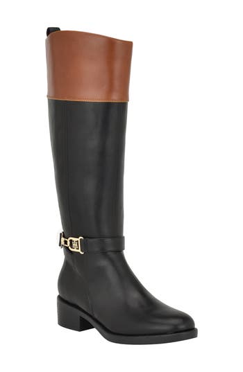 Tommy Hilfiger Ionni Knee High Riding Boot In Black