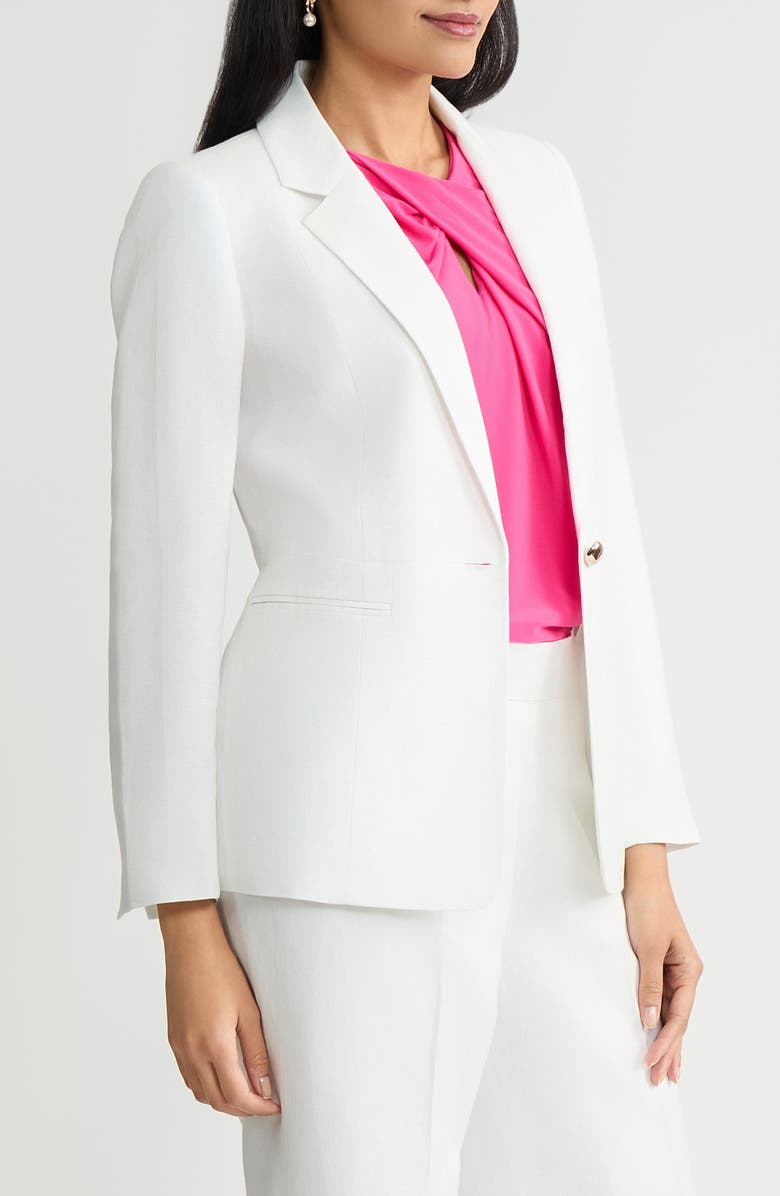KASPER Linen Blend Blazer, Alternate, color, Lily White