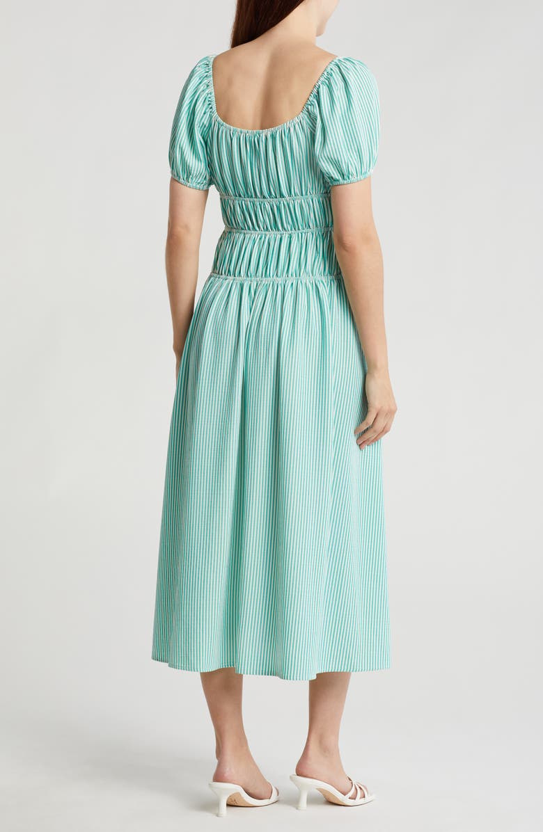 Lush Shirred Puff Sleeve Maxi Dress, Alternate, color, Green Stripe