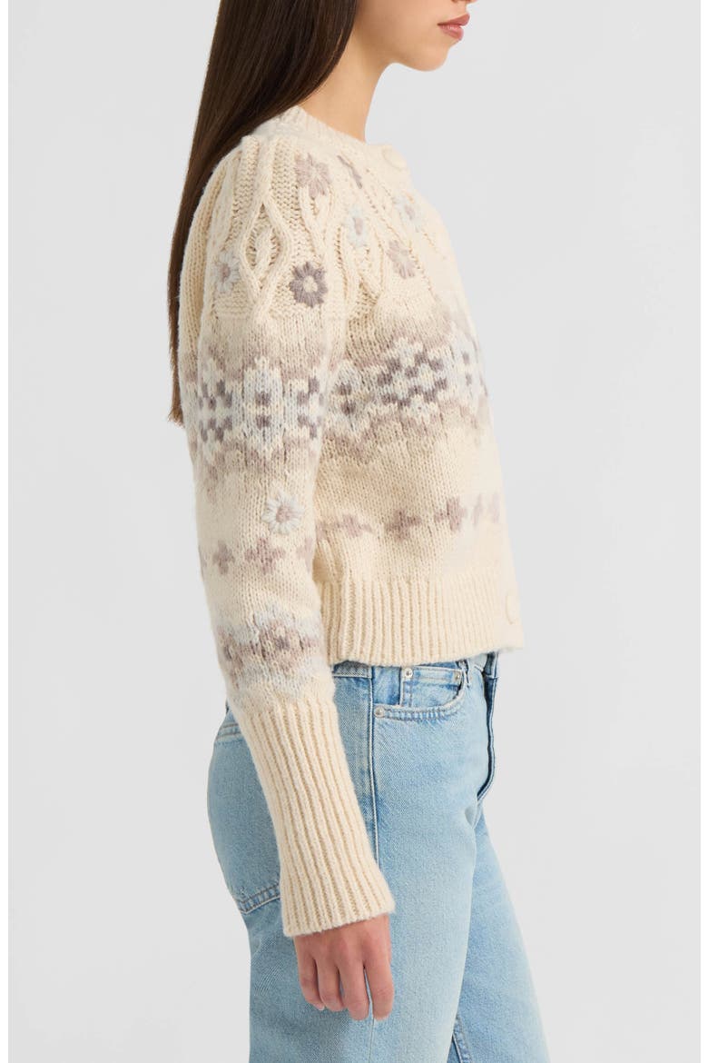 Embroidered Cable Knit Cardigan, Alternate, color, MARSHMALLOW