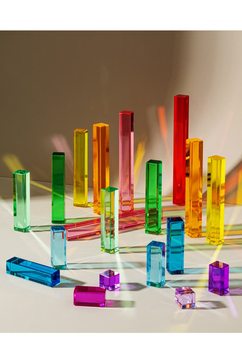 Millie Educational Acrylic Unit Building Blocks for Math - 19 Pieces, Alternate, color, Rainbow