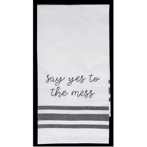 Say Yes To The Mess Tea Towel Cotton White