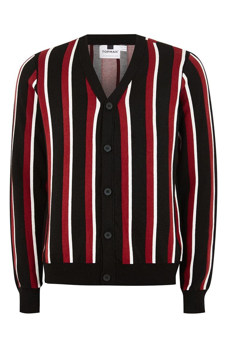 Topman Slim Fit Stripe Cardigan, Alternate, color, 