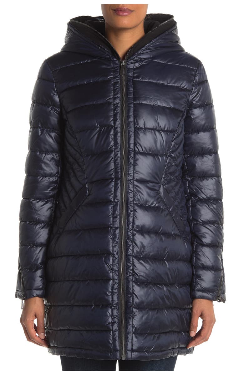 French Connection Softshell Dickey Insert Puffer Jacket, Alternate, color,