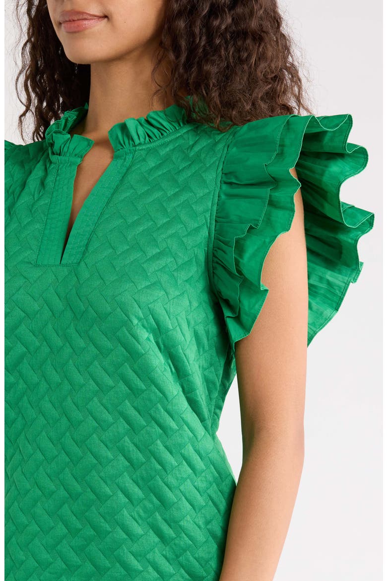 Yulia Flutter Sleeve Quilted Shift Minidress, Alternate, color, KELLY-GREEN