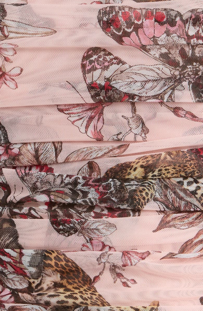 L'AGENCE Rasha Butterfly & Jungle Print Shirred Tank Top, Alternate, color, Light Nectar Pink Butterfly