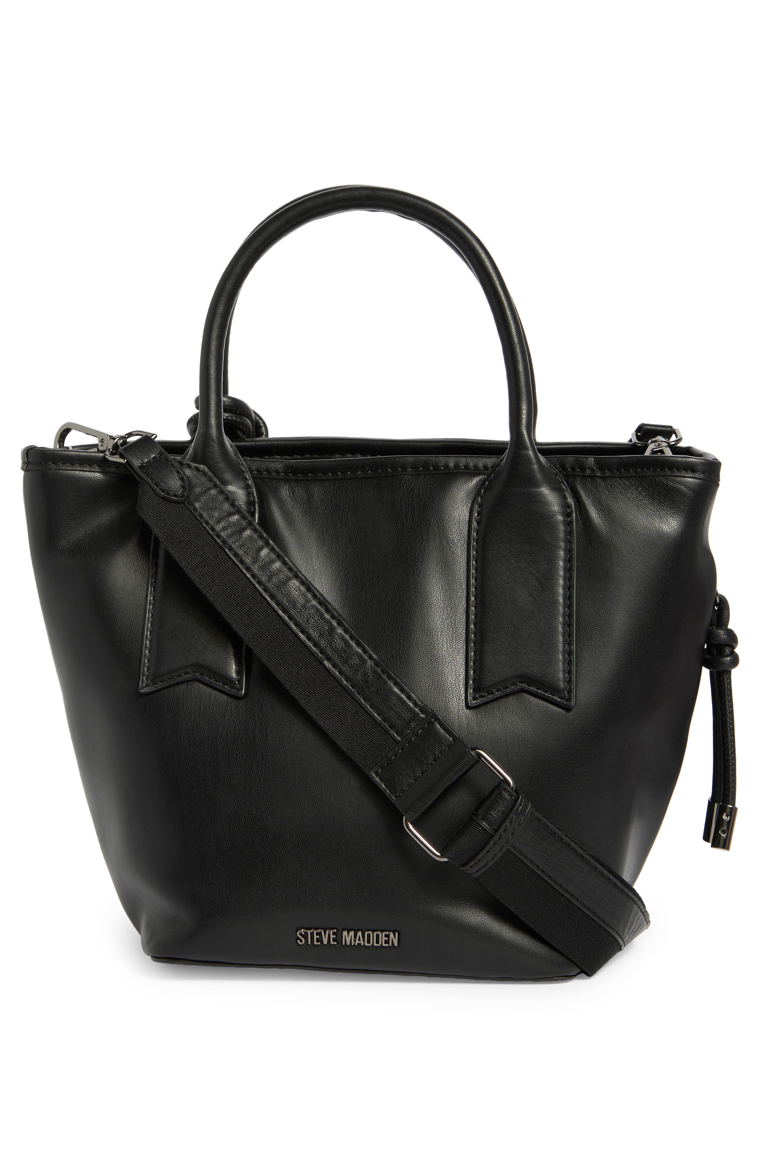 Steve Madden Bgene Woven Satchel Bag, Alternate, color, Black