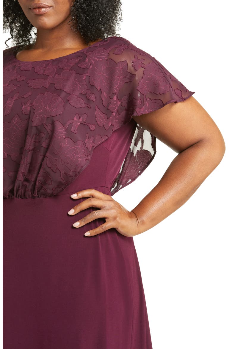 Jacquard Overlay Midi Dress, Alternate, color, BORDEAUX