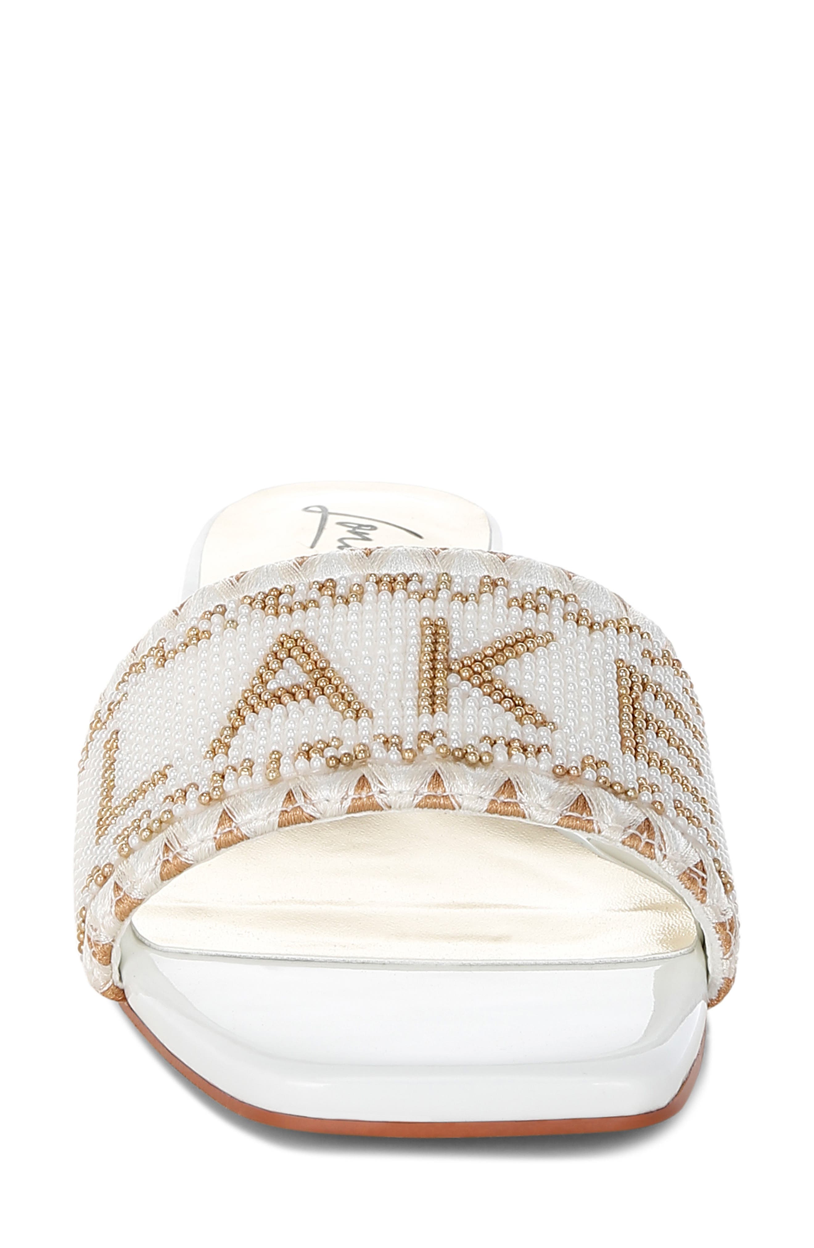 LONDON RAG Vacay Babe Lake Como Beaded Slide Sandal, Alternate, color, Off White