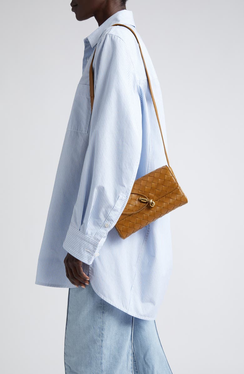 Bottega Veneta Mini Intrecciato Leather Crossbody Bag, Alternate, color, 7746 Acorn-Muse Brass