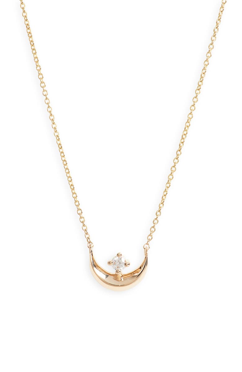 Dana Rebecca Designs Reese Brooklyn Knife Edge Crescent Pendant Necklace, Main, color, Yellow Gold