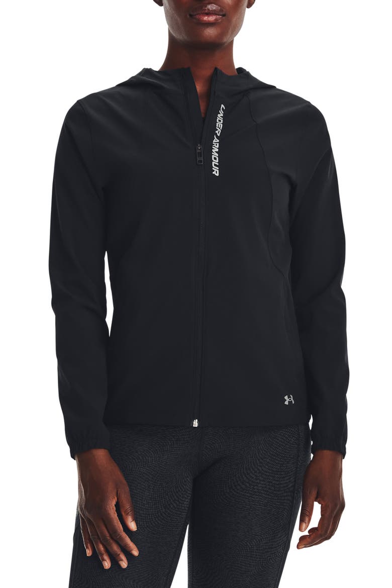 Outrun the Storm Water Resistant Hooded Jacket, Main, color, BLACK / REFLECTIVE