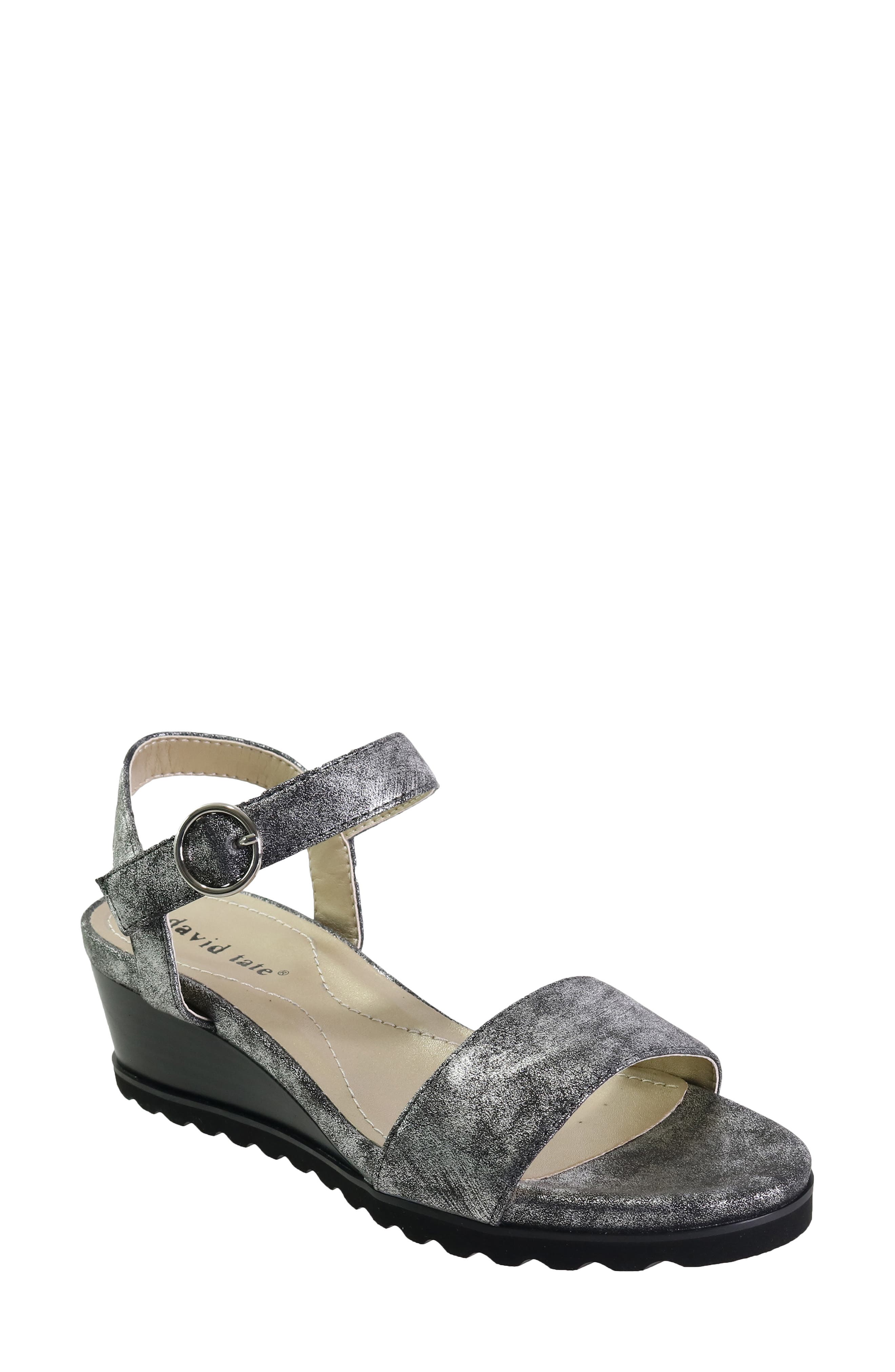 Knockout Ankle Strap Wedge Sandal, Main, color, PEWTER