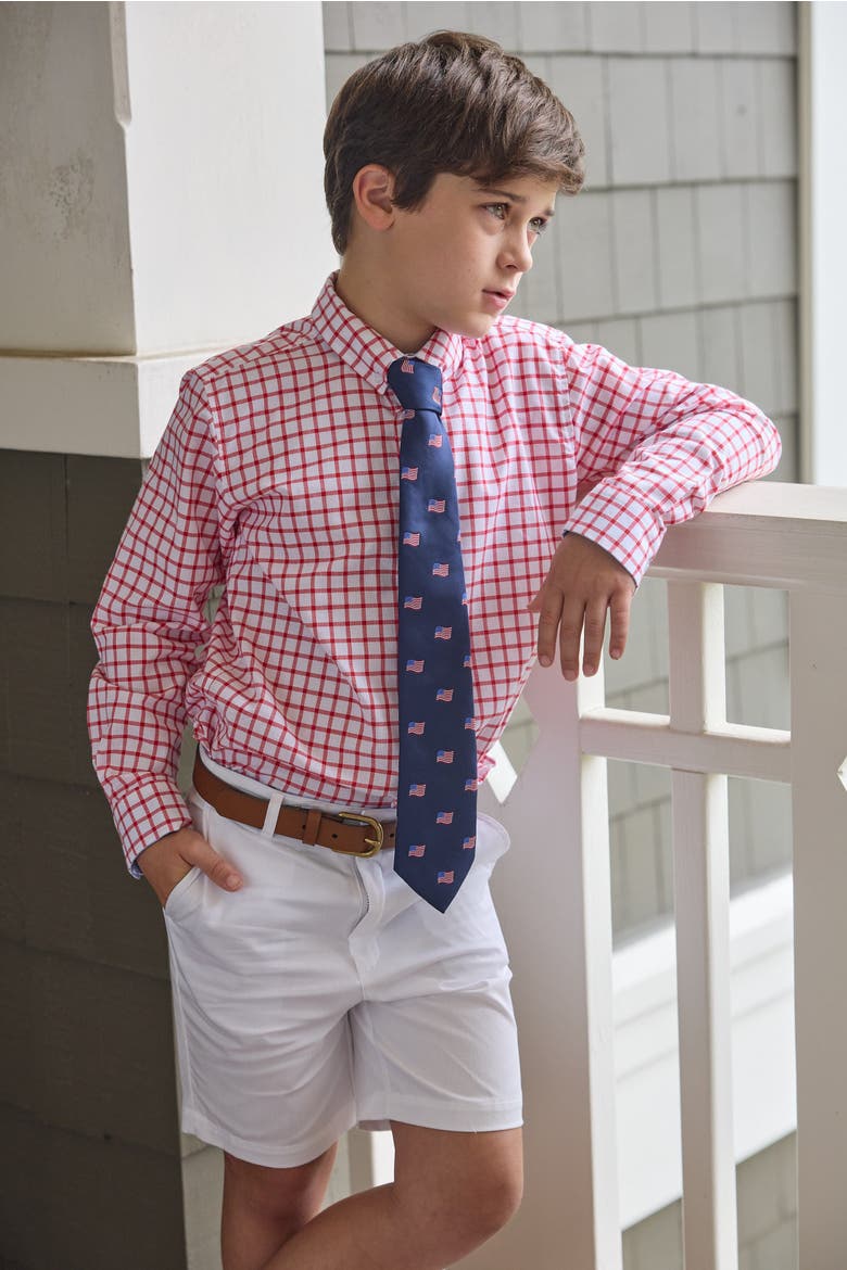 Kids' Plaid Button Down Shirt Blend, Alternate, color, Red Windowpane