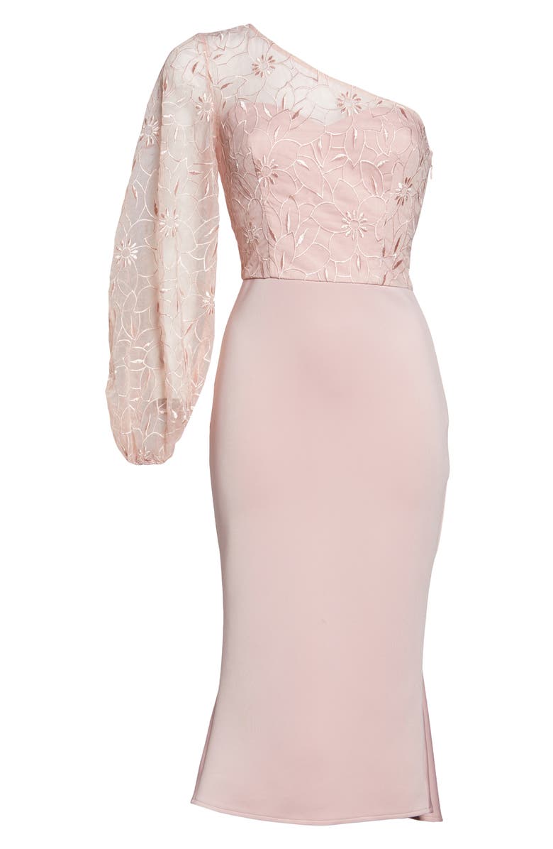 Chi Chi London Krissie One-Shoulder High/Low Cocktail Dress, Alternate, color, Pink