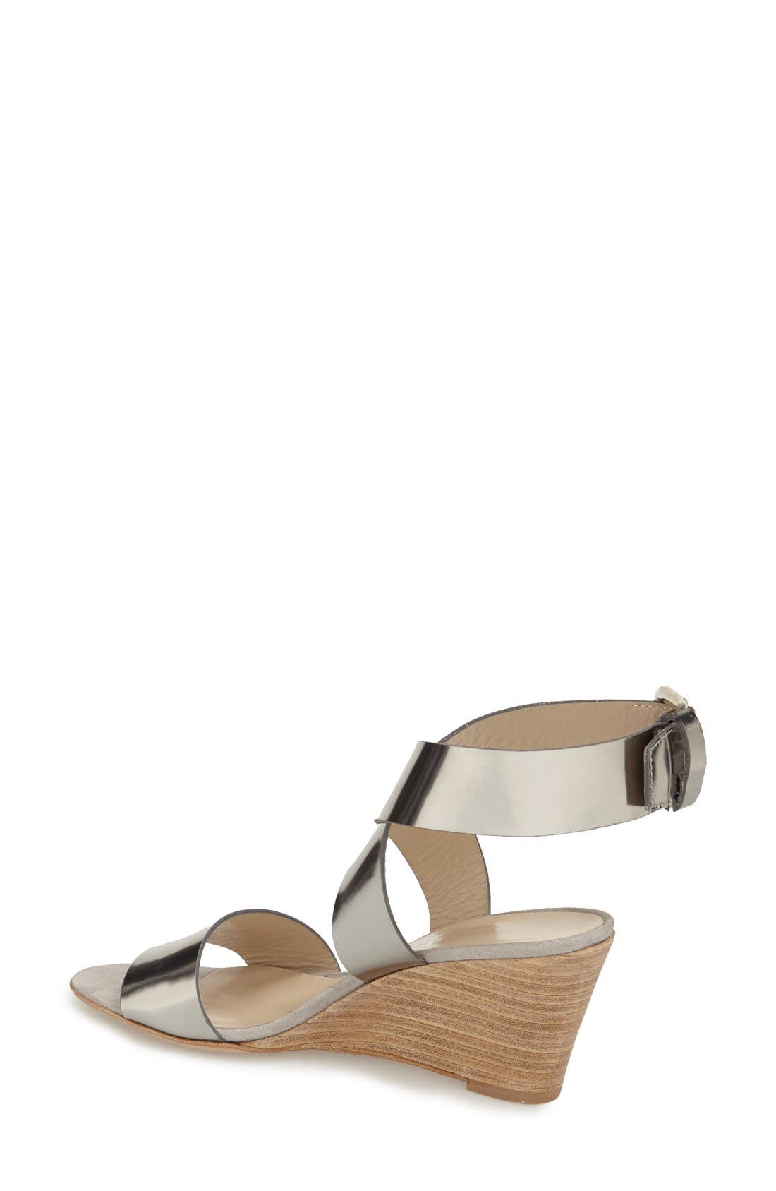 Ankle Wrap Wedge Sandal, Alternate, color, NICKEL