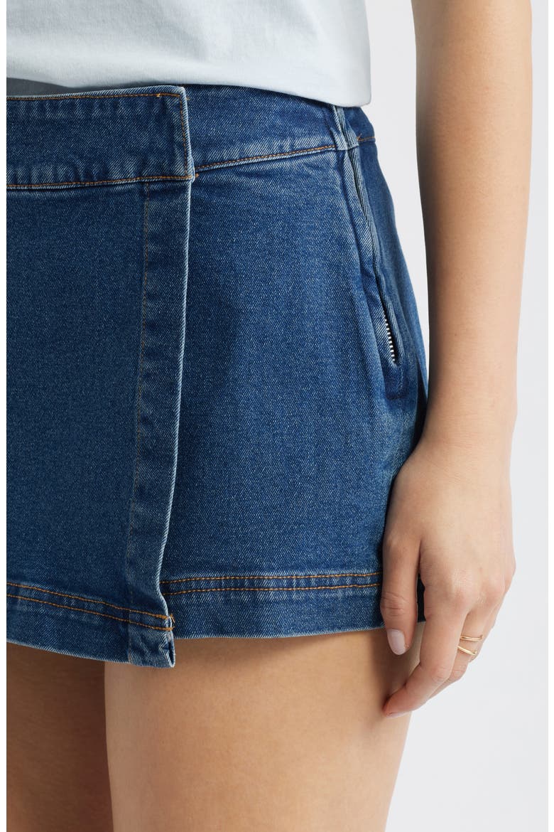 Low Rise Wrap Denim Skirt, Alternate, color, DARK WASH