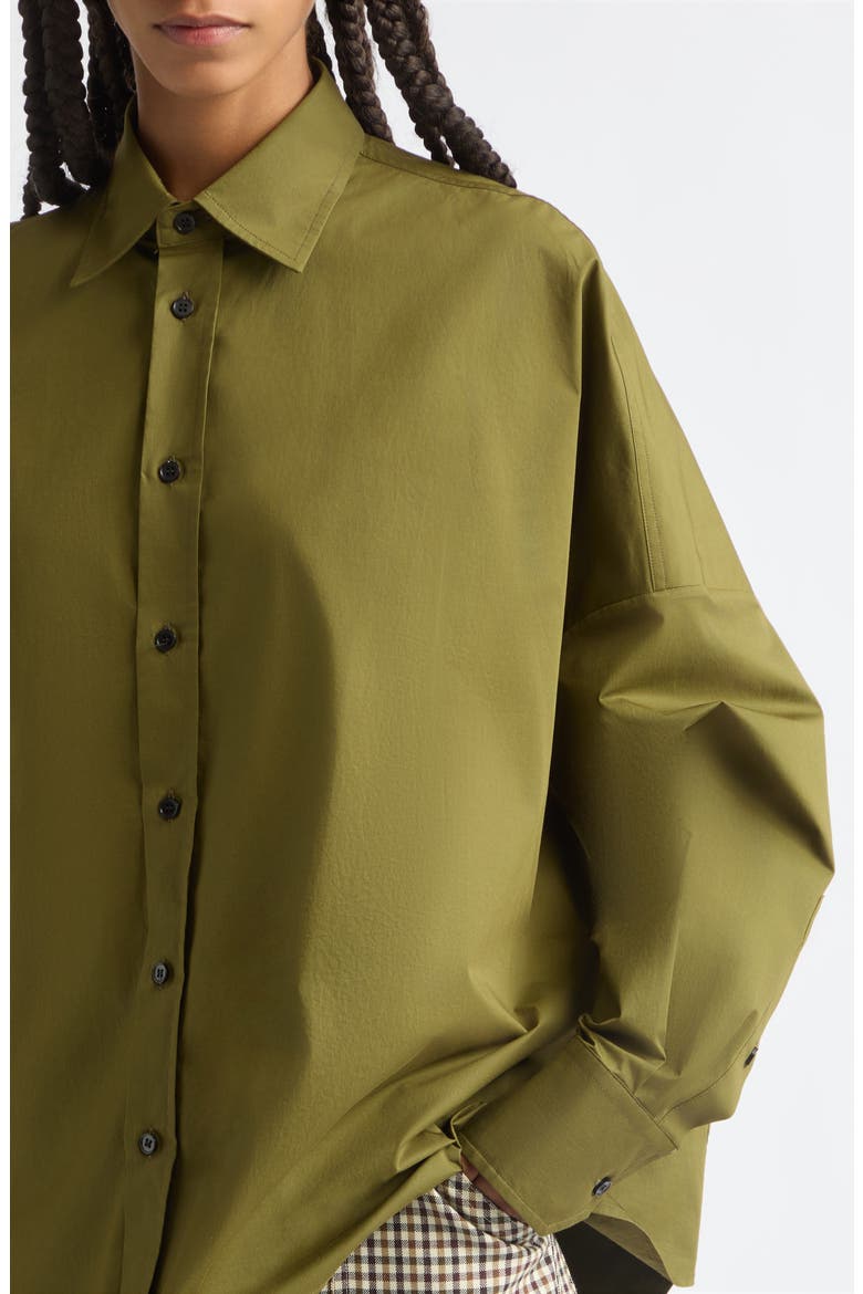 Stretch Cotton Poplin Shirt, Alternate, color, LICHEN