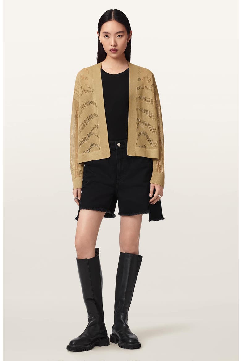 Misha Crop Cardigan, Alternate, color, SAND GOLD