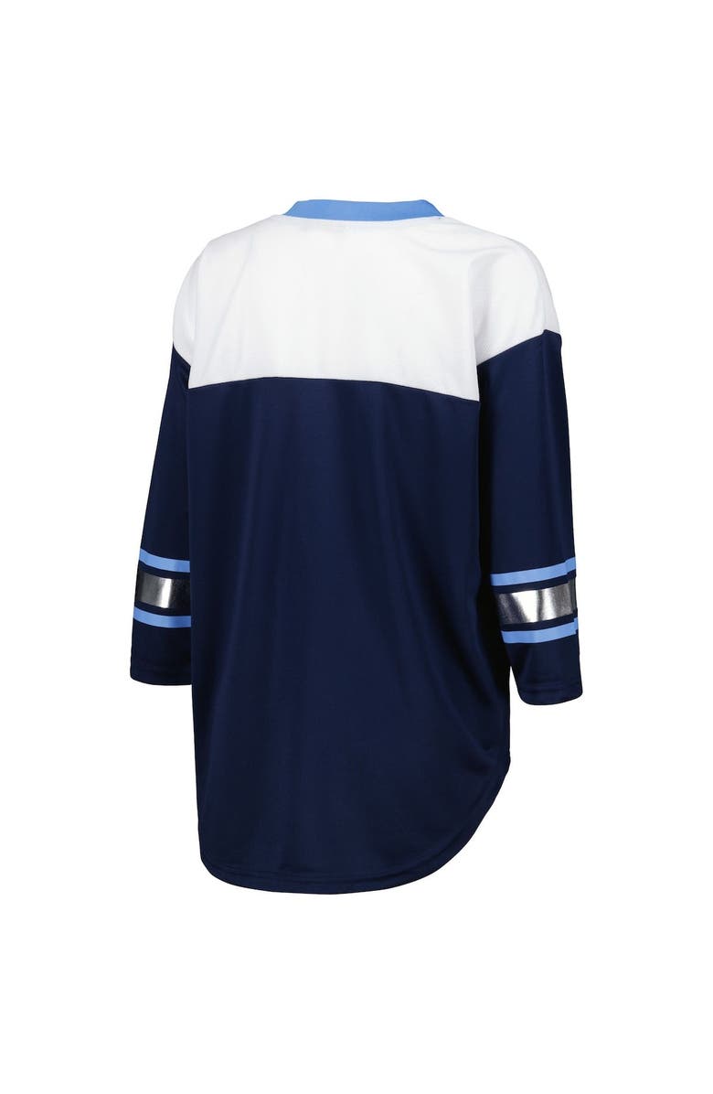 G-III 4HER BY CARL BANKS Women's G-III 4Her by Carl Banks Navy/White Tennessee Titans Double Team 3/4-Sleeve Lace-Up T-Shirt, Alternate, color, Navy