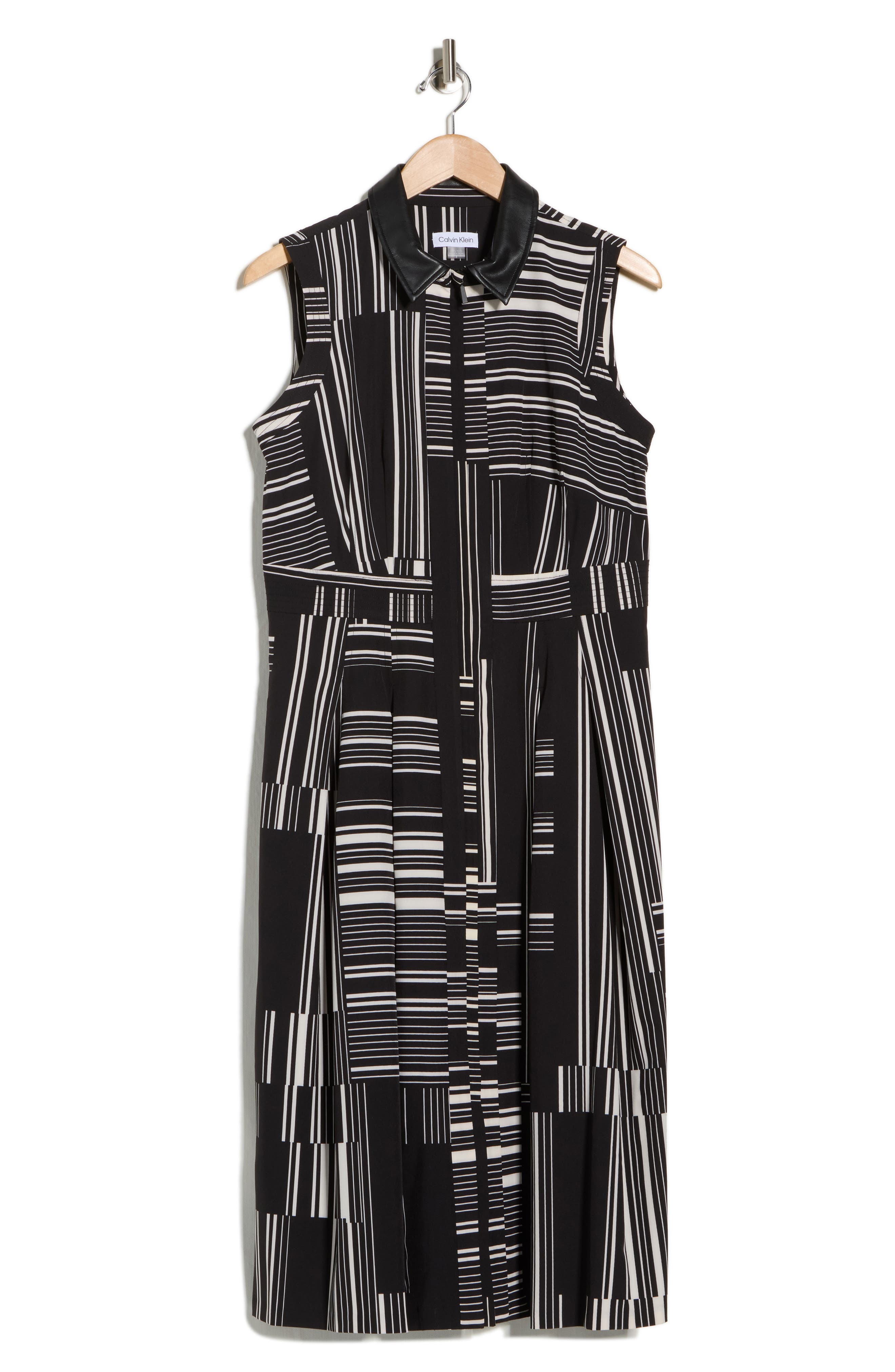 Calvin Klein Stripe Sleeveless Shirtdress
