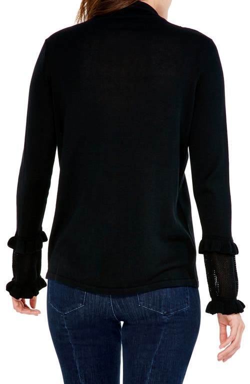 Nic + Zoe Ruffle Cuff Turtleneck Sweater In Black