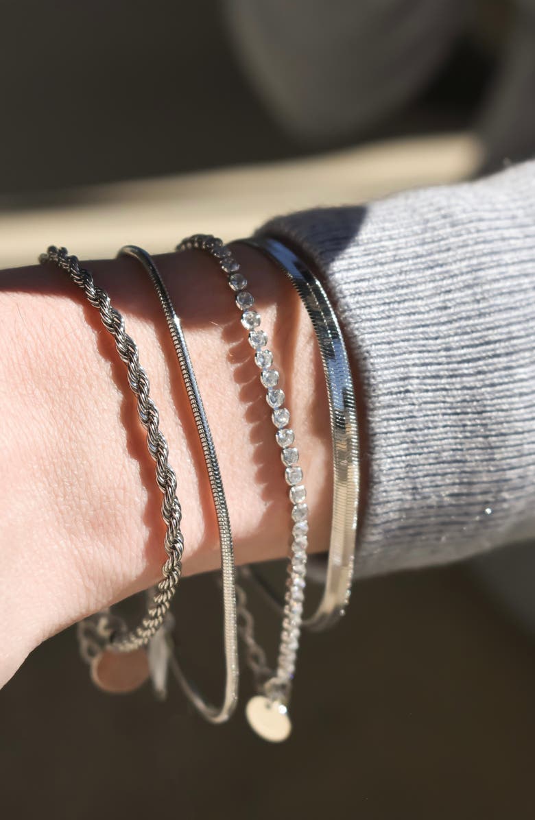 THE SIS KISS Sophia Snake Chain Bracelet, Alternate, color, Silver