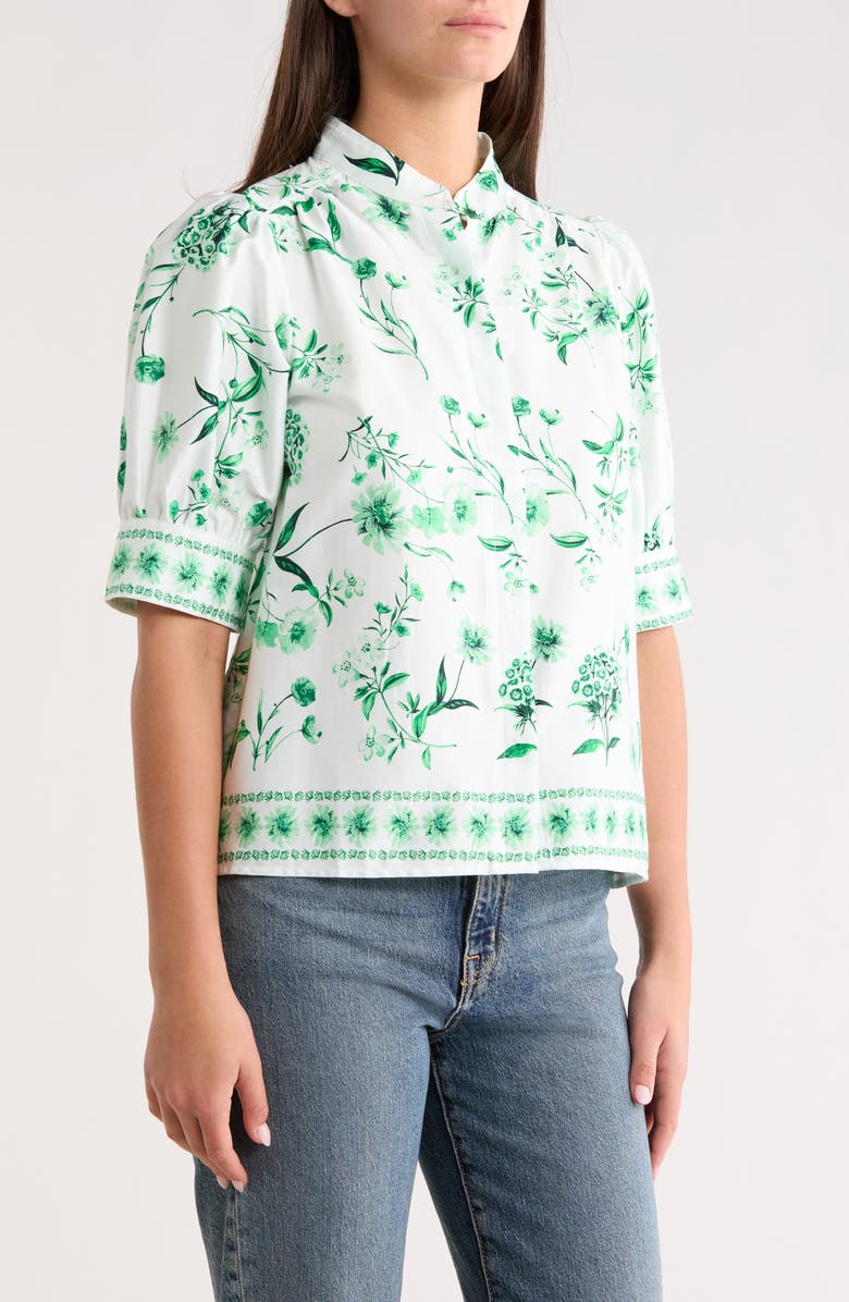 CeCe Floral Button-Up Top, Alternate, color, Vibrant Kelly