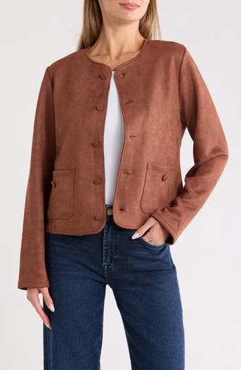 Sanctuary Faux Suede Sky Jacket In Brown