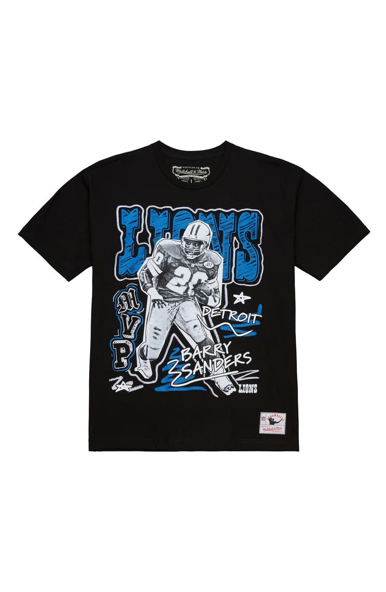 Mitchell & Ness Men's Mitchell & Ness Barry Sanders Black Detroit Lions Chalked Up Player Graphic T-Shirt, Main, color, Black