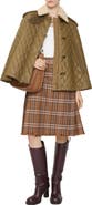 Burberry Shearling Collar Quilted Cotton Heath Cape
