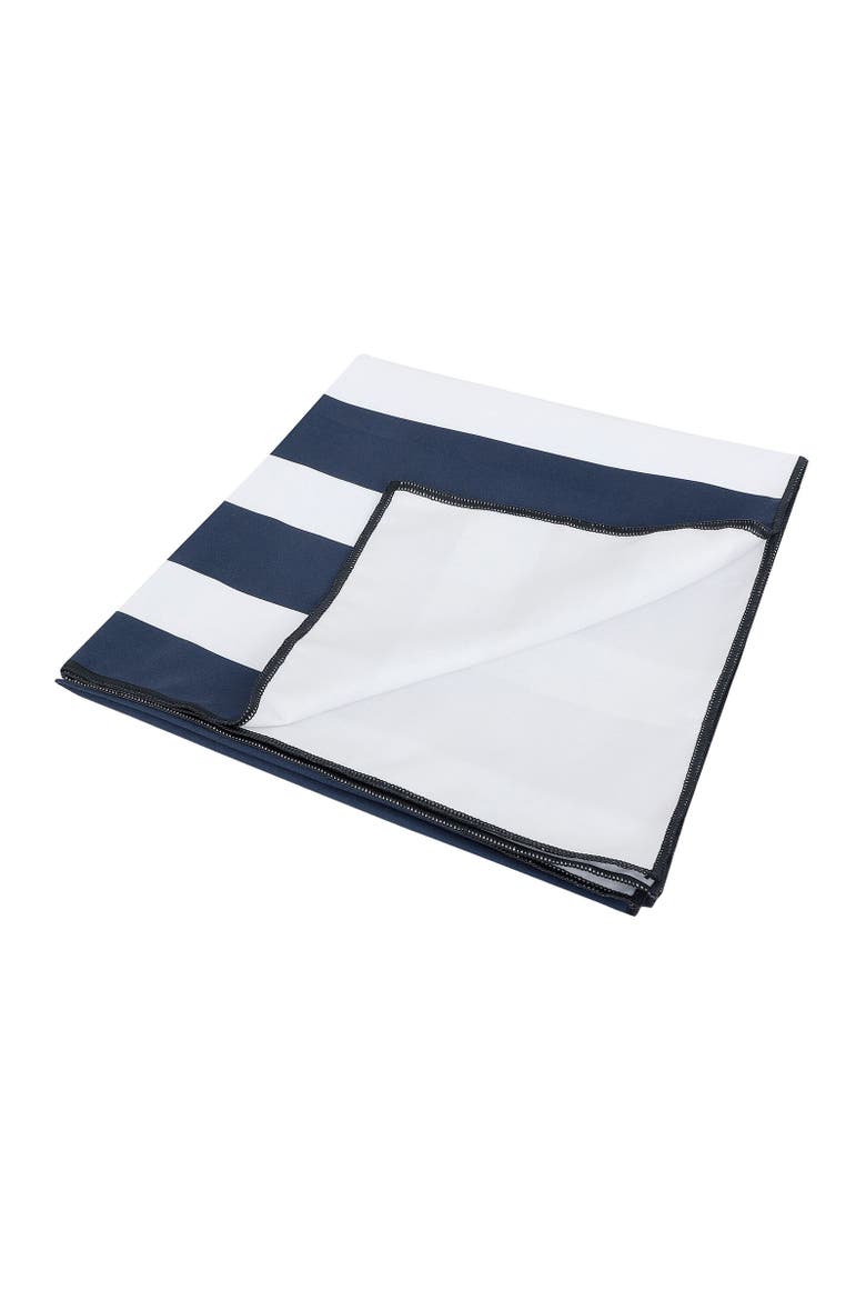 Striped Microfiber Beach Towel, Alternate, color, White and Navy