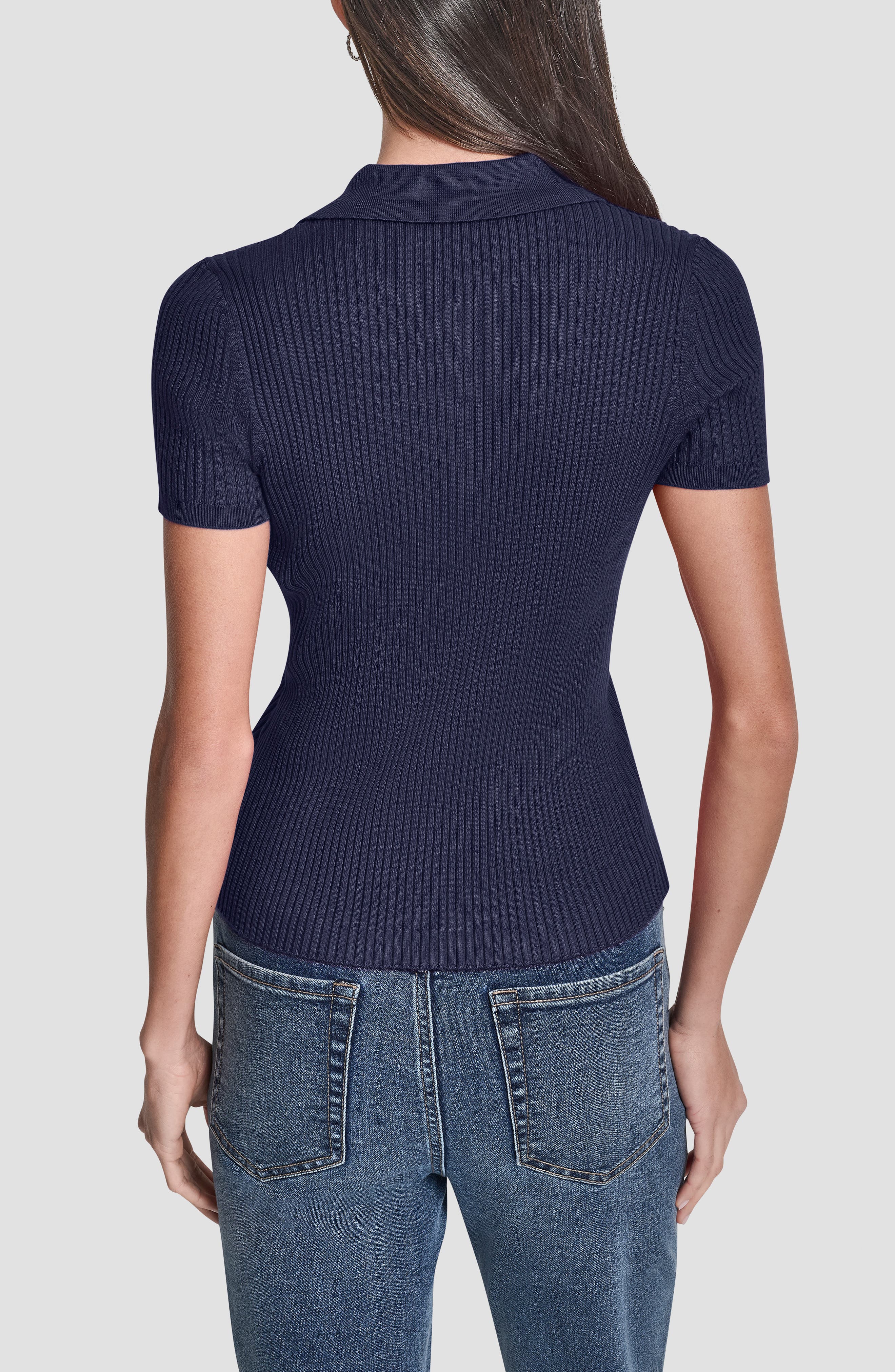 Rib Knit Polo Sweater - image 2