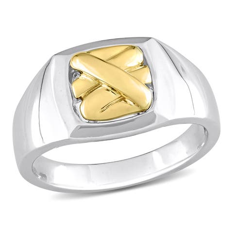 Crossover Motif Signet Ring 14k Gold