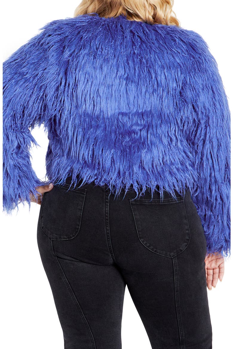 Blakely Faux Fur Crop Jacket, Alternate, color, DAZZLING BLUE