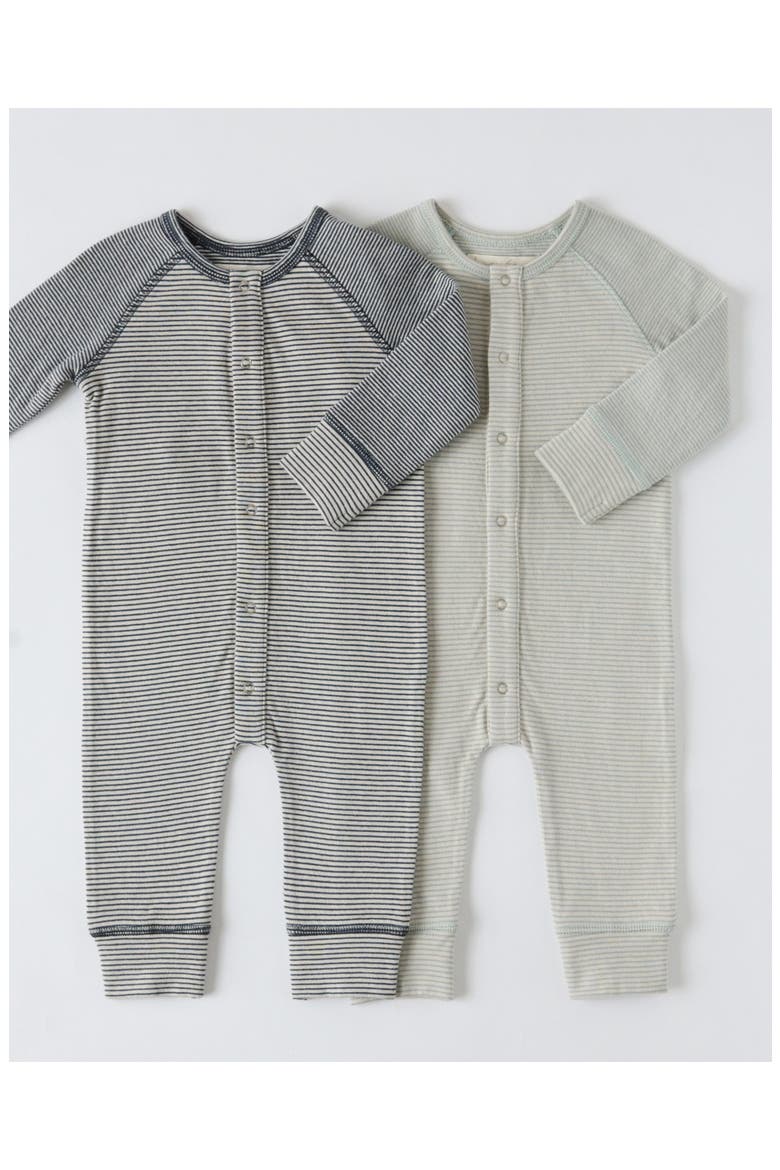Stripes Away Raglan Sleeve Organic Cotton Romper, Alternate, color, INK