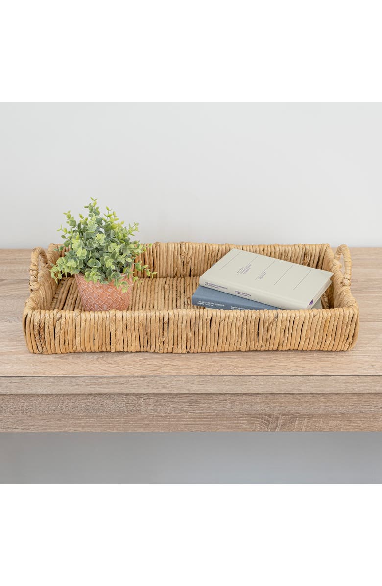 HAPPIMESS Anika Traditional Southwestern Hand-Woven Abaca Tray with Handles, Main, color, Natural