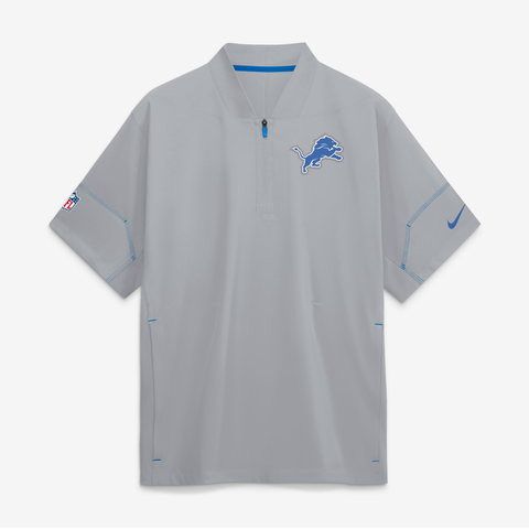 Men's Nike Gray Detroit Lions Sideline Short Sleeve Quarter-Zip Coaches Jacket