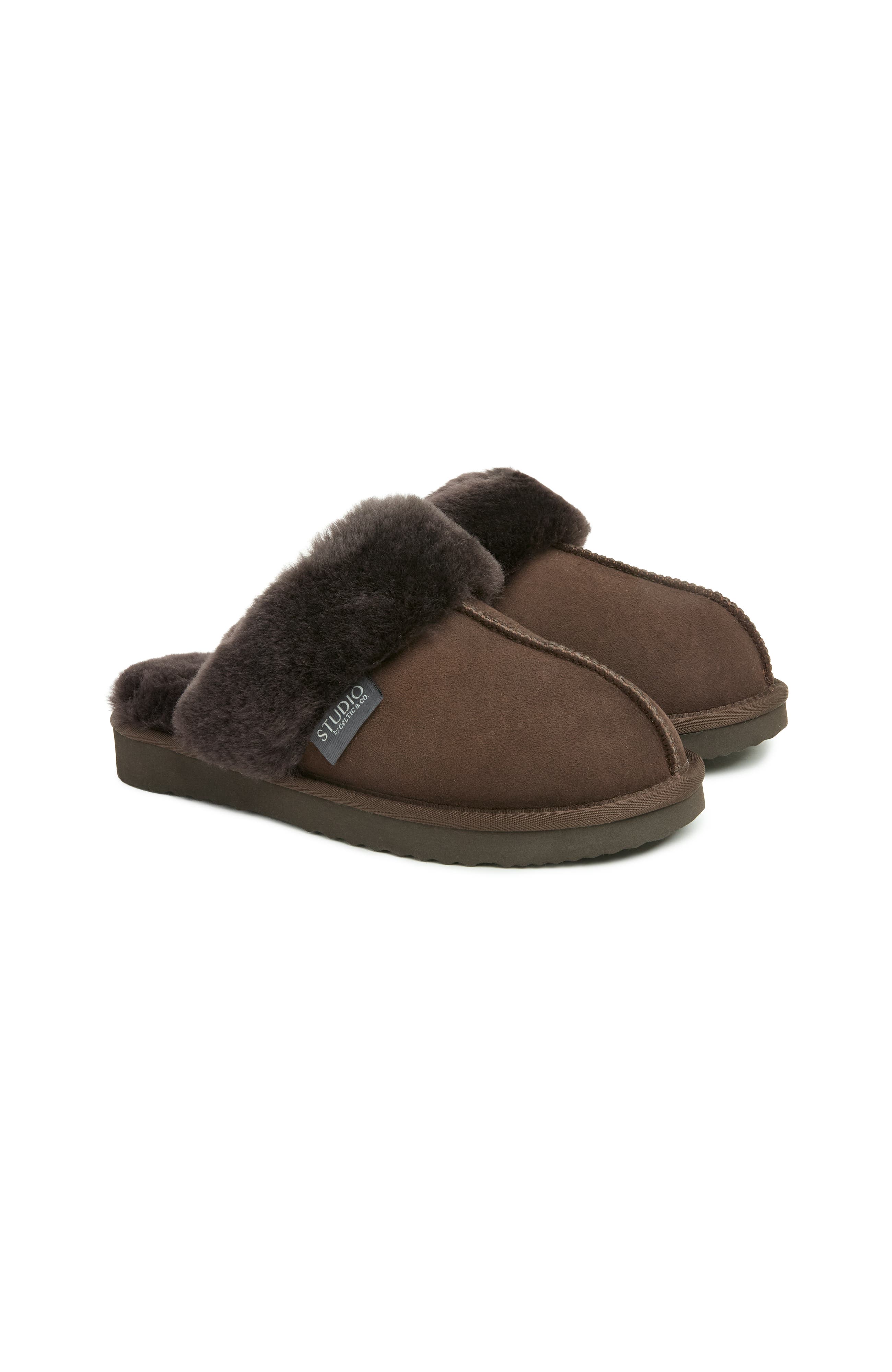 Studio Fur Edge Mule Slippers, Alternate, color, Chocolate