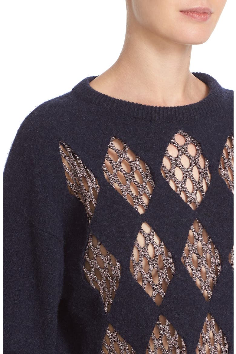 Lurex® & Wool Blend Argyle Sweater, Alternate, color, NAVY AND PINK