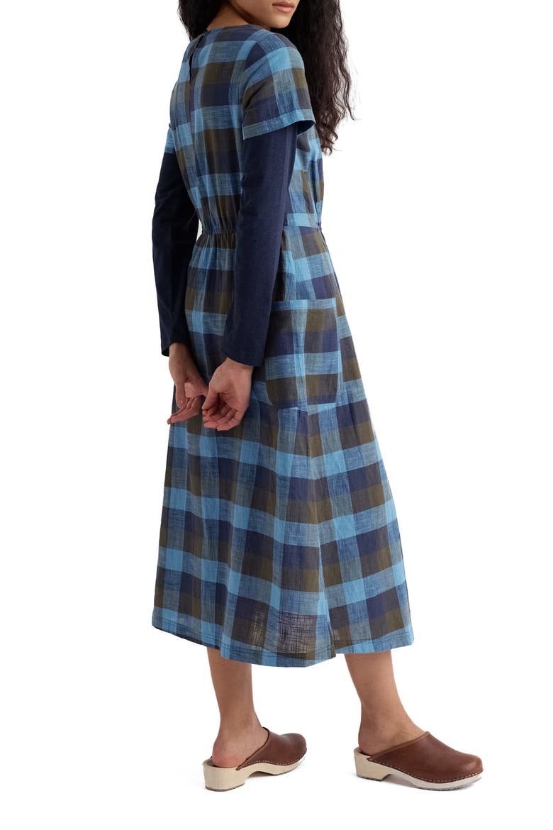 Haneth Check Print Midi Dress, Alternate, color, MORDEN PADDLE
