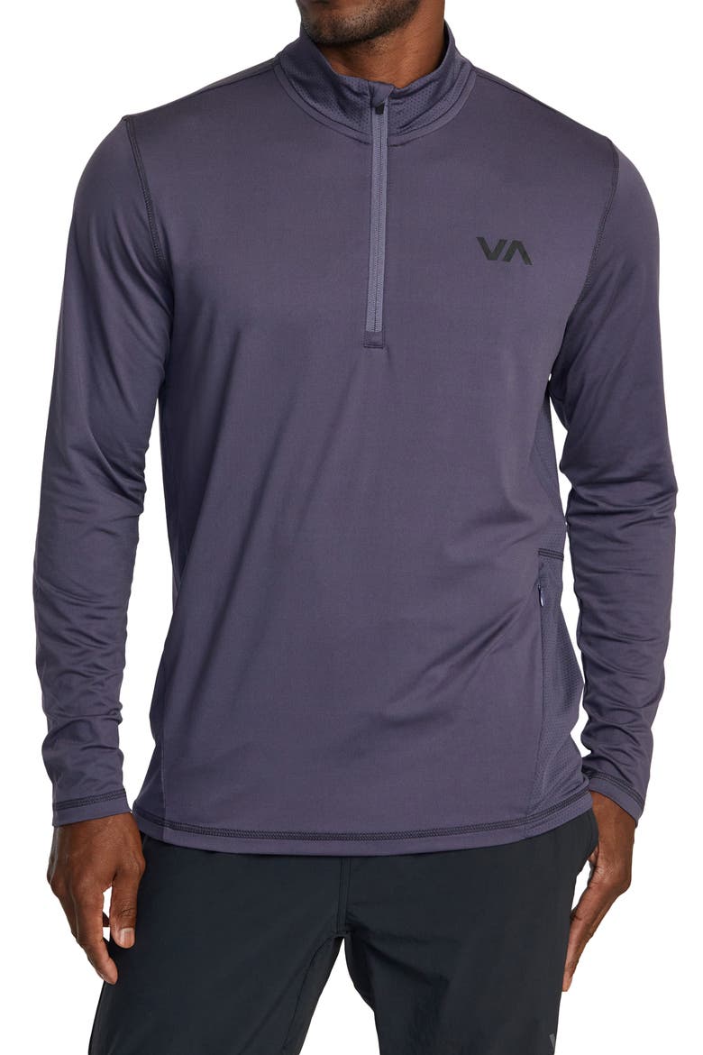 Recycled Polyester Blend Quarter Zip Pullover, Main, color, GRAY PURPLE
