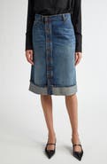Victoria Beckham Cuff Denim A-Line Skirt