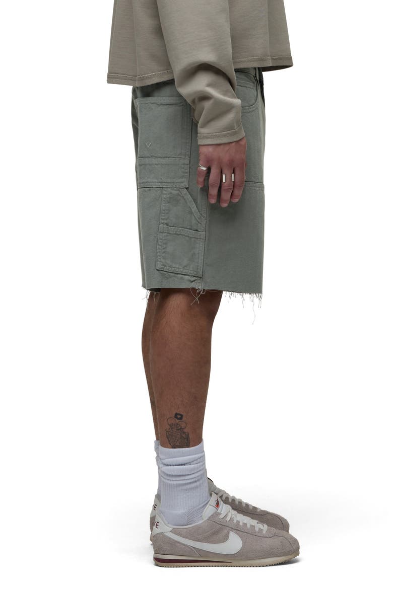 Cutoff Cotton Herringbone Carpenter Shorts, Alternate, color, SAGE