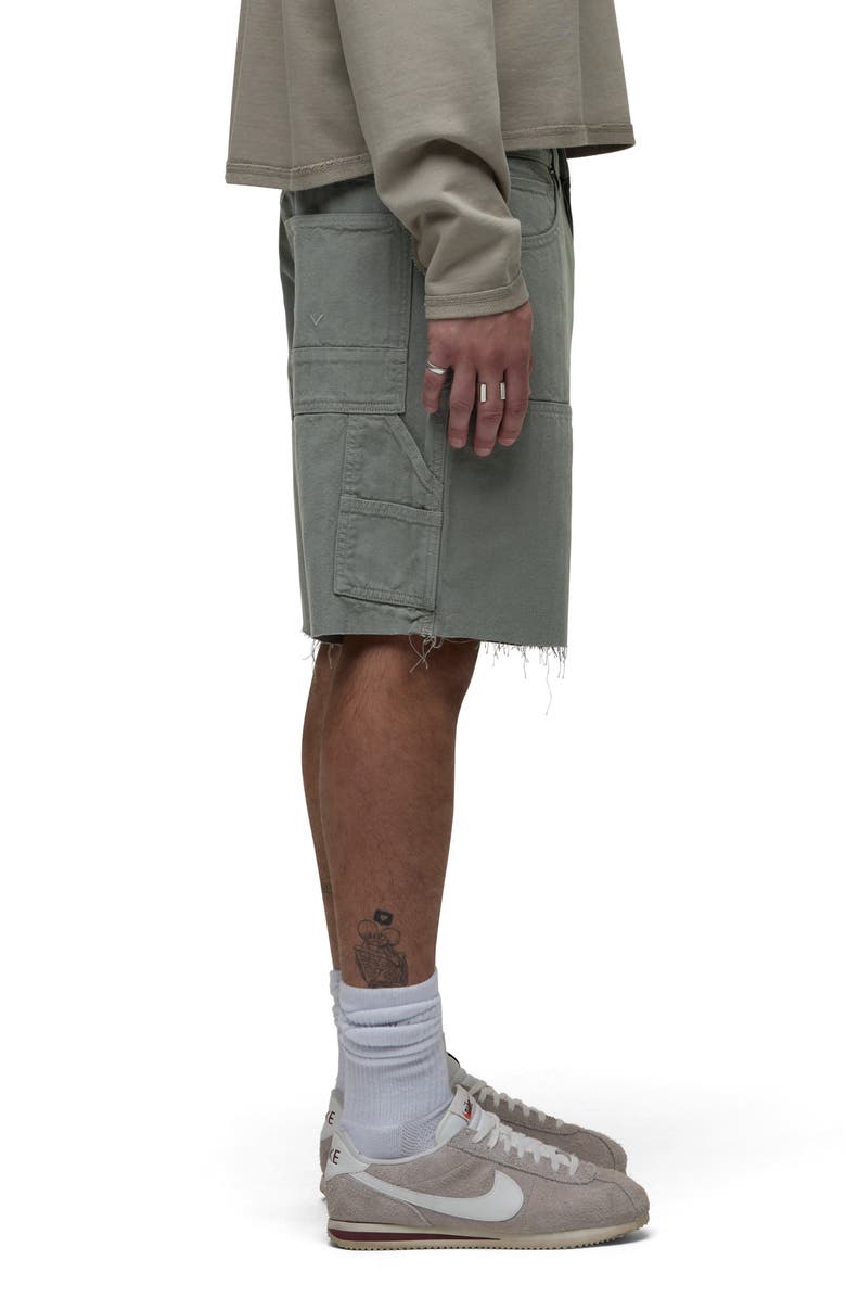 Hudson Jeans Cutoff Cotton Herringbone Carpenter Shorts, Alternate, color, Sage