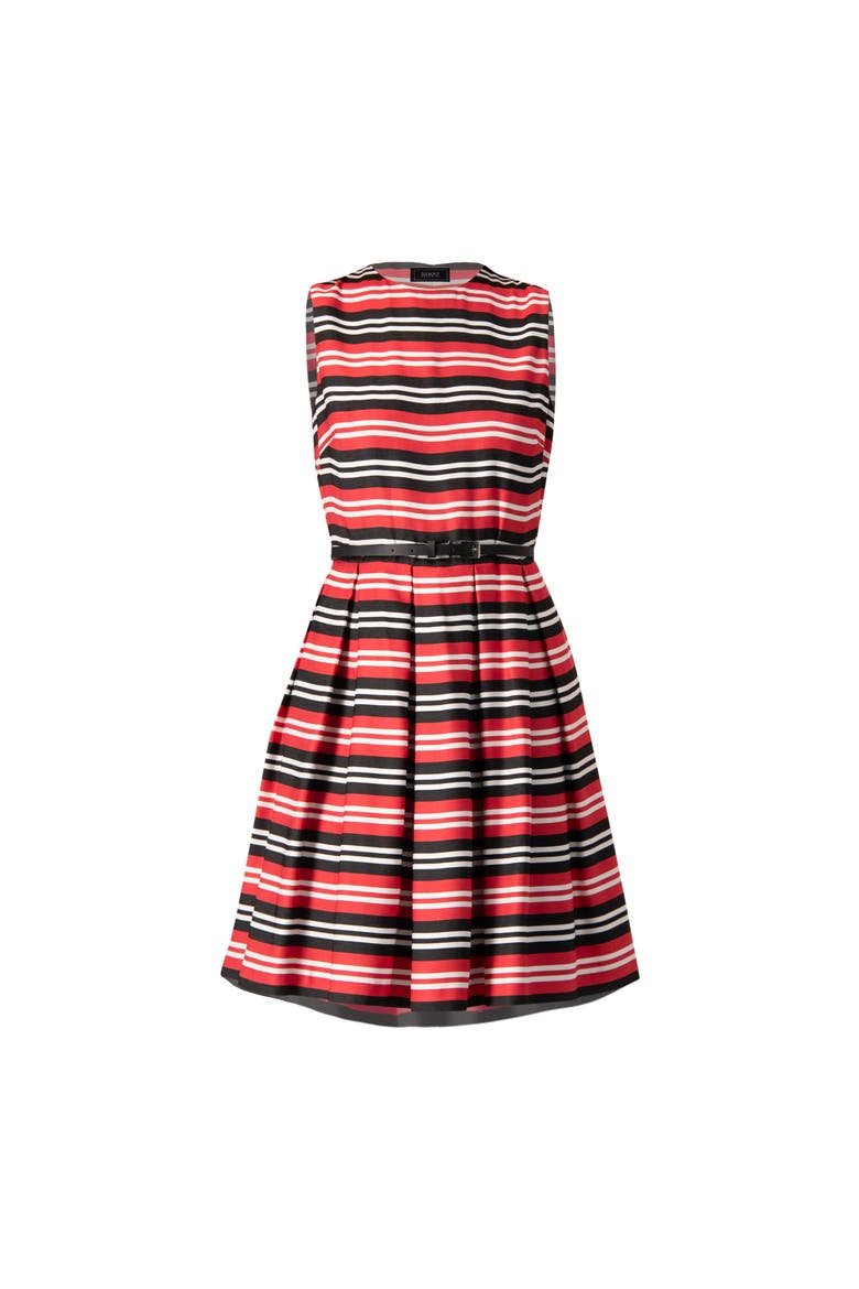 Sleeveless Striped Fit & Flare Dress, Alternate, color, Black-Red