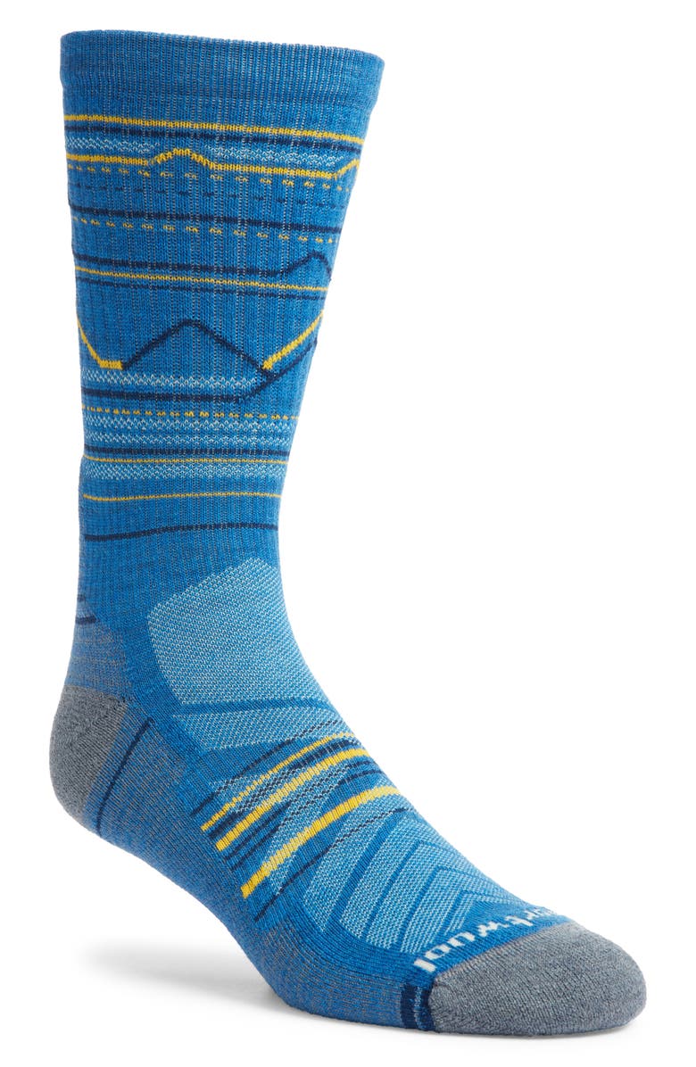Smartwool Hike Light Cushioning Mountain Range Merino Wool Blend Crew Socks, Main, color, Laguna Blue