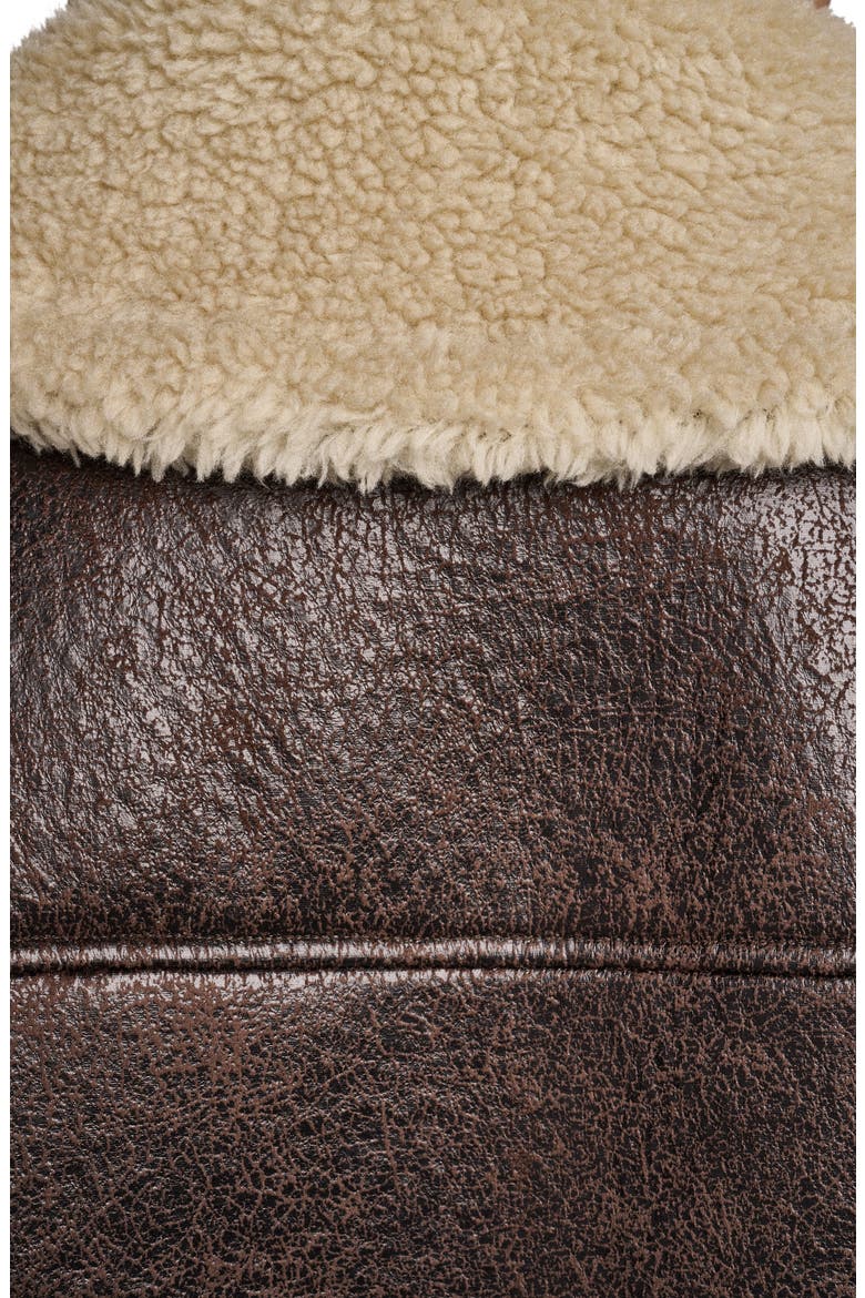 Ellery Faux Leather & Faux Shearling Aviator Jacket, Alternate, color, BROWN
