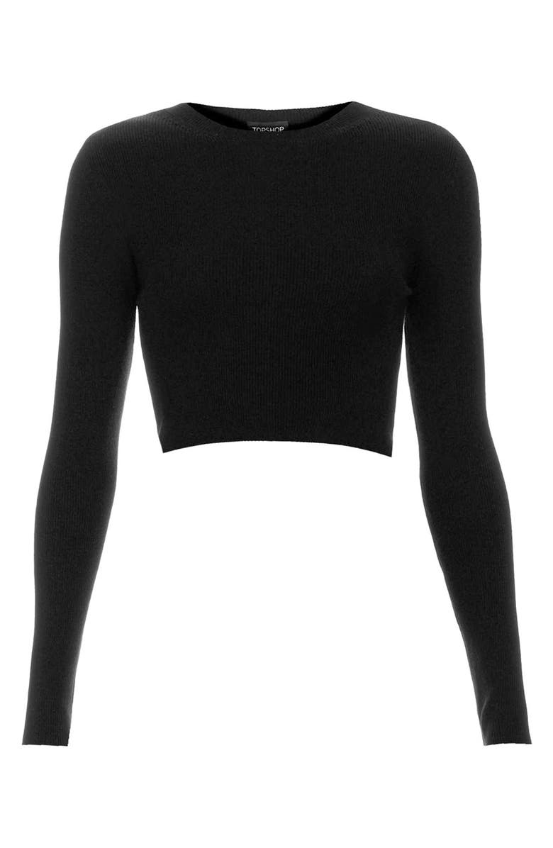 Topshop Ribbed Crop Sweater, Alternate, color, 
