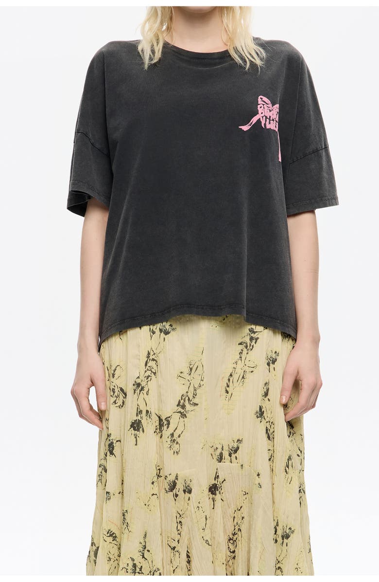 Bimba y Lola Tie T-Shirt, Main, color, Washed Black